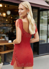 Elegant Confidence Tassel Short Hoco Dresses Red for Unforgettable Nights - Red - PromDressClub